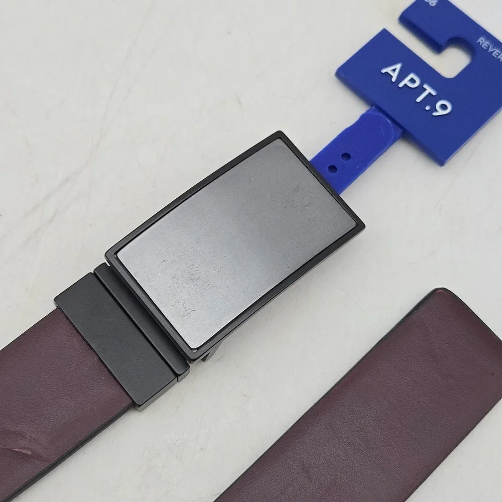 Apt. 9 Belt Burgundy Blue Reversible Syn Leather Stretch Mens 34-36 Buckle